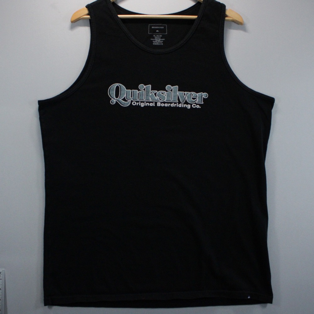 Quiksilver Mens XL Black Tank Top Original Co Graphic Y2K Skater Surfer Boarding